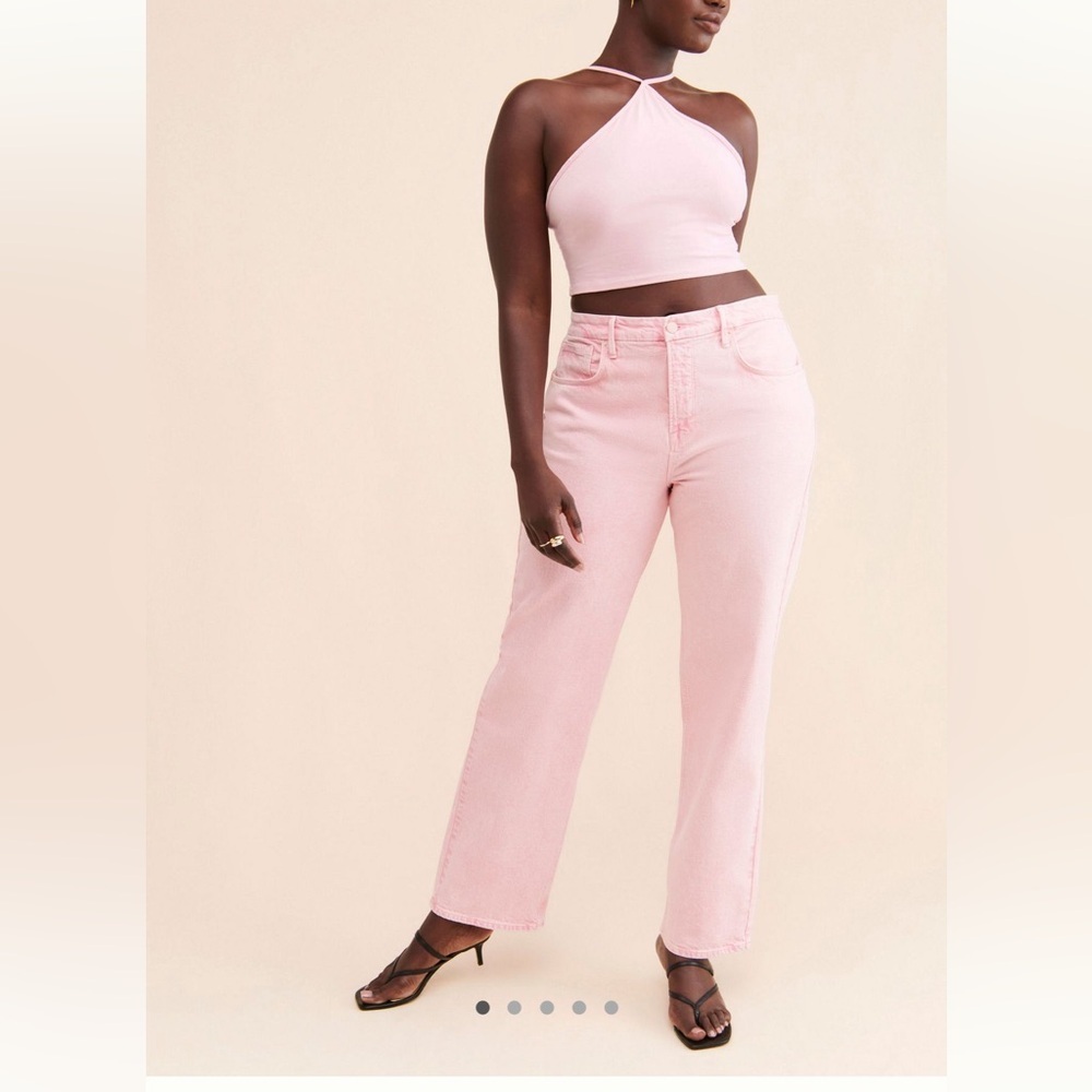 6 / 28 good American good 90s denim jeans pink straight leg high rise